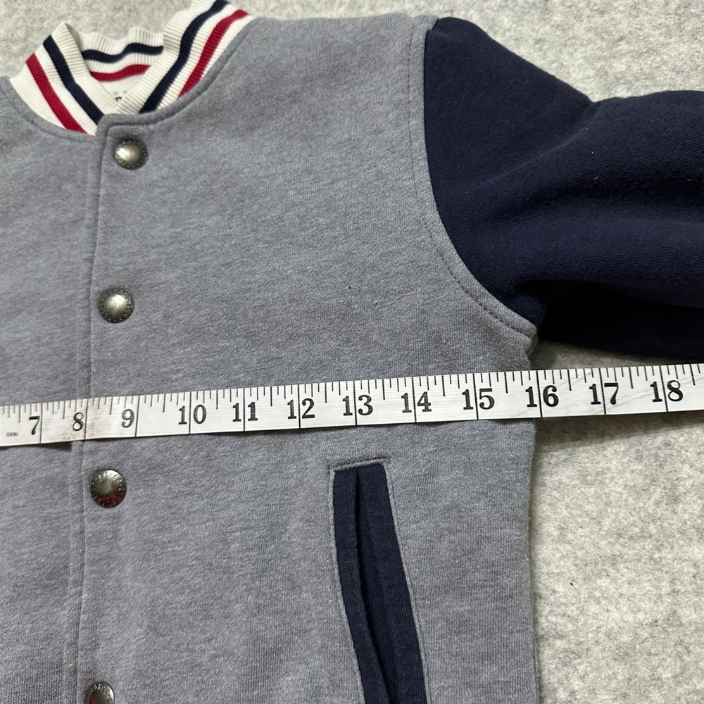 Gymboree Boys Bomber Baseball Varsity Jacket Size S 5-6‎ Preppy Timeless Grey - Picture 5 of 12